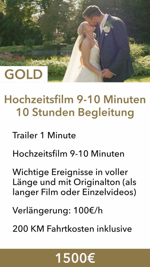 Hochzeitsfilm Preis bei einer 10 Stunden Begleitung