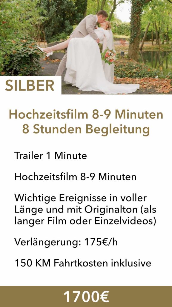 Preis Hochzeitsfilm 8 Stunden Begleitung.